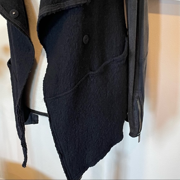 Free People Black Gray Drippy Wool Jacket Hoodie Sweatshirt Coat Asymmetrical XS - Picture 4 of 10
